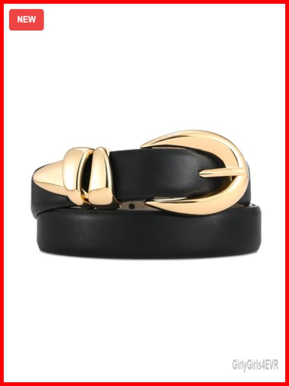 Women's Faux Leather Belt with Gold Buckle Classic Versatile Stylish Accessory